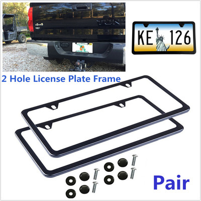 KA Depot Two Hole Slim Version Matte Flat Black License Plate Frame T304 Stainless Steel Metal Screw Caps KA Depot Two Hole Slim Version Matte Flat Black License Plate Frame T304 Stainless Steel Metal Screw Caps