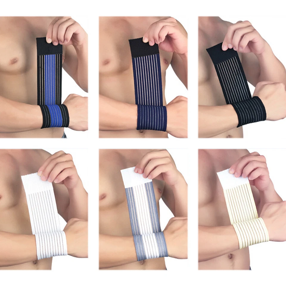 Men Wristband Wrap Brace Elastic Striped Bandage Sports Fitness Wristband - Image 2 of 4