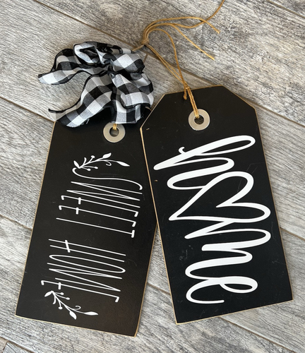 Welcome Sign Home Sweet Home Hanging Front Door Buffalo Plaid Handmade 14”
