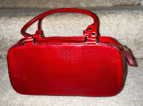 Vintage SALVATORE FERRAGAMO Handbag Purse Red 2 Handles AQ-21 0176 11"x6"x4"