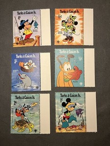 Turks and Caicos Disney Stamps Water Adventure Series Set of 6 Stamps Mint NH