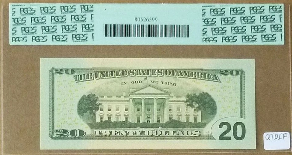 $20 2009 Federal Reserve Note S/N  00000704 - 4th of July Birthday PCGS 64PPQ - Image 2 of 2