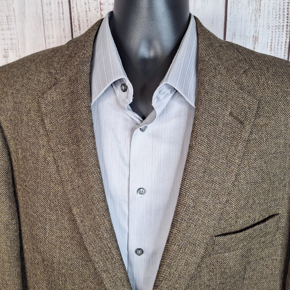 Stuart Hughes Jacket Blazer Mens 44L Brown Microcheck Wool - Image 4 of 4