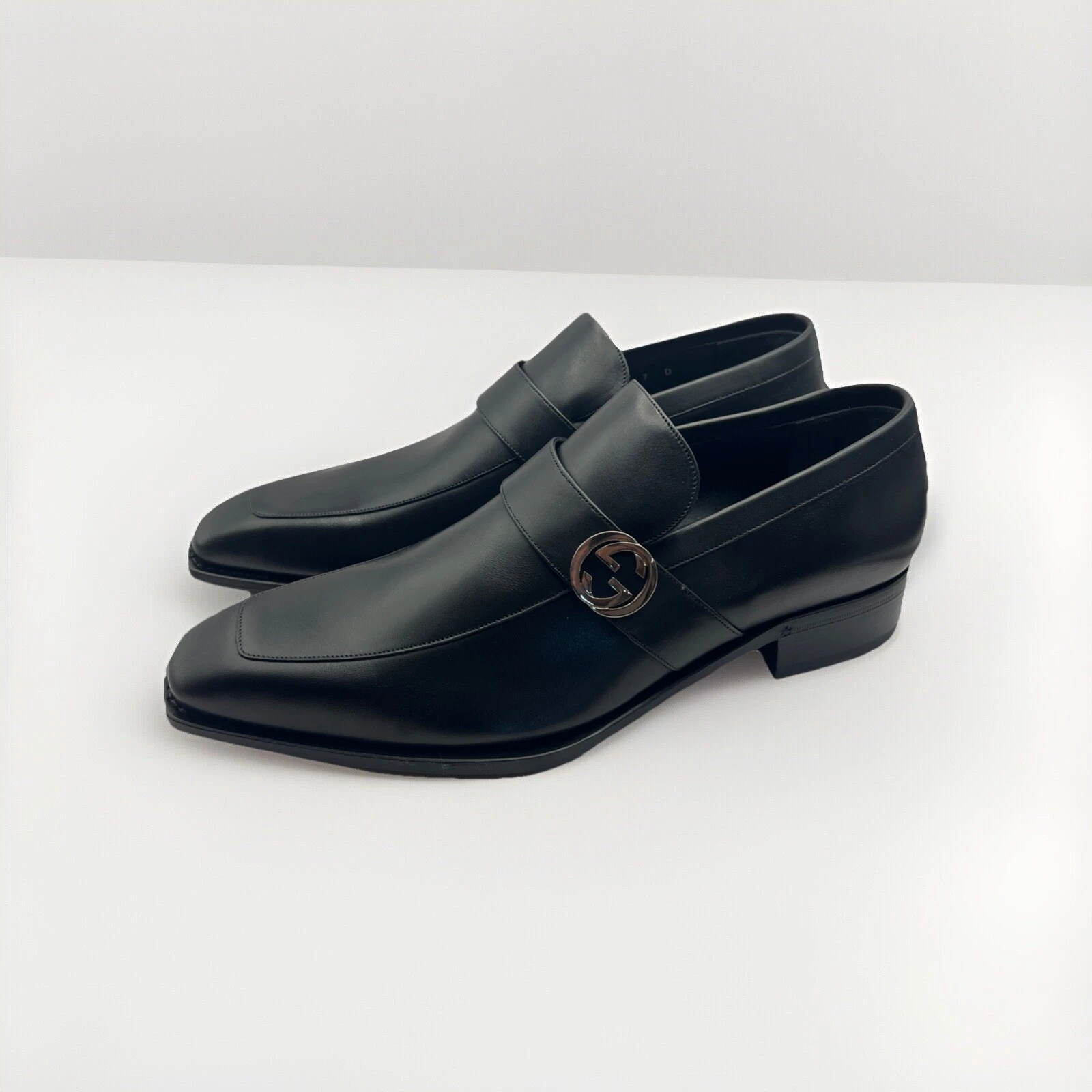 Mocassins Gucci 114416 GG en cuir noir mocassin Lifford taille 8 US