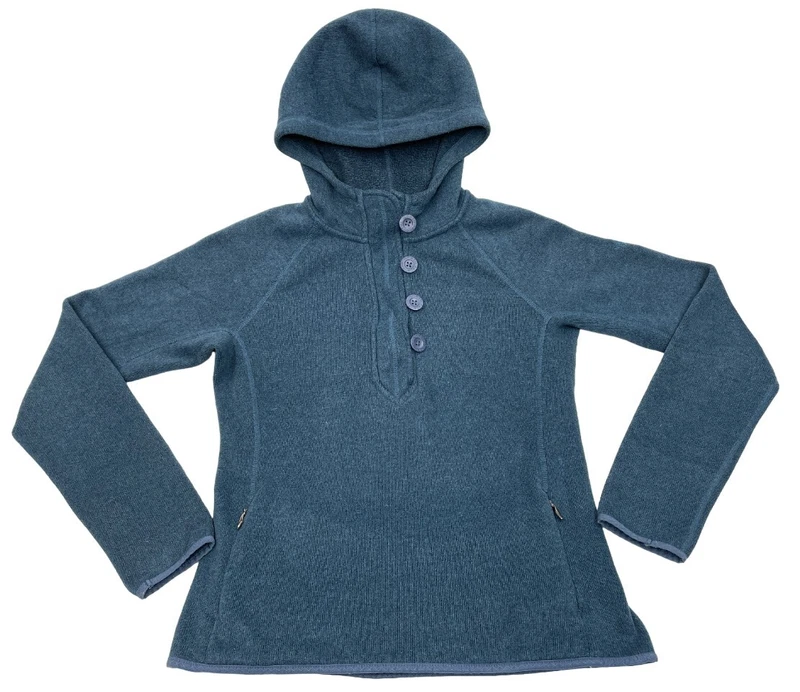 north-face knit fleece lined hooded pullover over sweater jacket