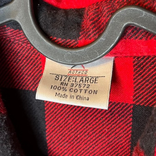 Rothco Shirt Men's Large Red Black Plaid Lumberjack Button Up Vintage 90s - Picture 7 of 11