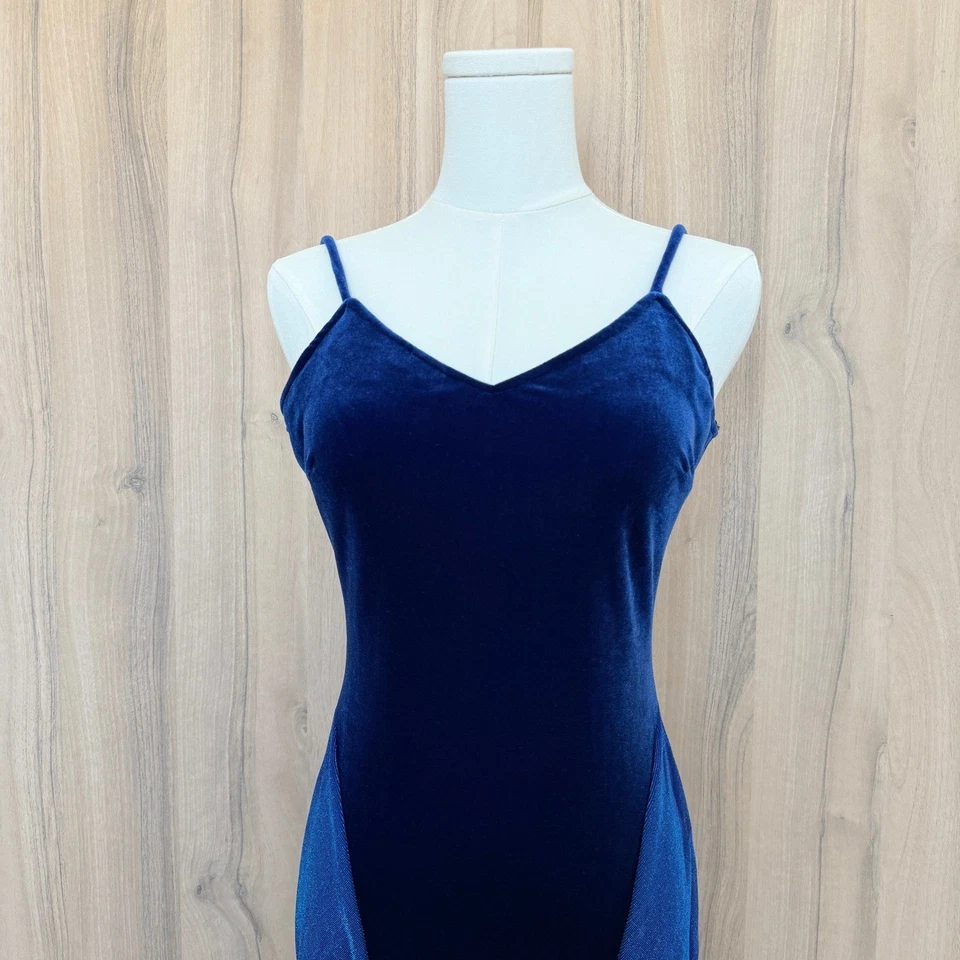 Vestido de terciopelo de colección Zum Zum para mujer talla S azul maxi Y2K años 90 fiesta glamour vacaciones Foto 2 de 4