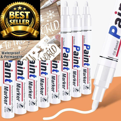 DAPAWIN White Permanent Marker Waterproof - 8 1 Count (Pack of 8), 