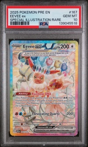 2025 POKEMON PRISMATIC EVOLUTIONS SPECIAL ILLUSTRATION RARE EEVEE EX PSA 10
