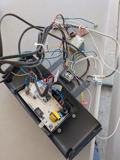 Raypak 336A pool heater control board with wiring and sensors