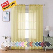 Aiyufeng Yellow Sheer Curtains 2 Panel Sets 40"W x 84"L Pack of 2 ,