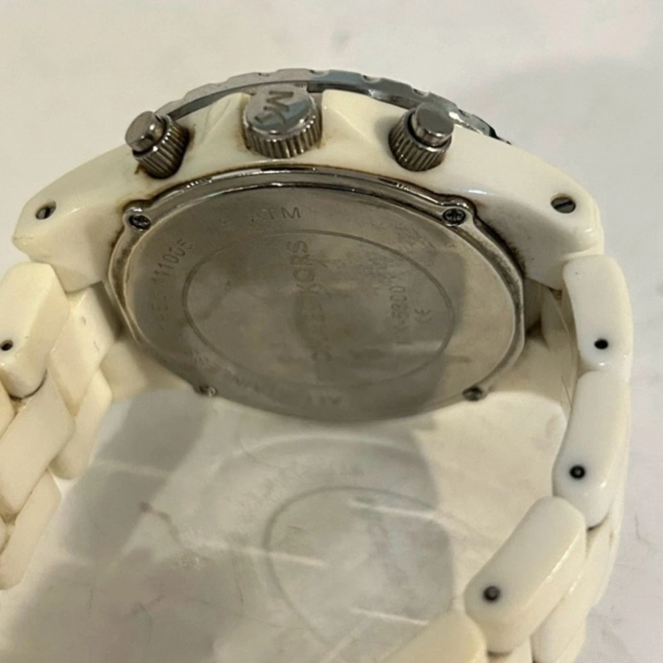 Reloj Michael Kors Mujer Blanco Cerámica Eslabón Cuadrante Cuarzo Cronógrafo Cristales Foto 4 de 4