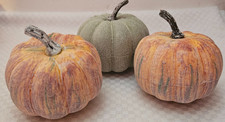 Lot of Three Small Decorative Pumpkins Fall/ Thanksgiving/ Home Decor/ DIY Craft