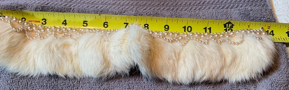 Vintage Rabbit Fur & Pearl Collar • Mid‑Century Glam • Costume / Burlesque - Image 4 of 4