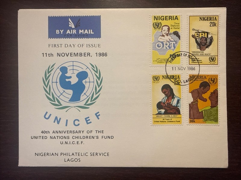 NIGERIA FDC COVER 1986 YEAR UNICEF CHILD IMMUNIZATION BREASTFEEDING HEALTH