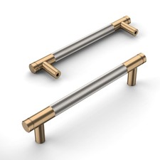 10 Pack Champagne Bronze And Brushed Nickel Knurled Cabinet Pulls 5 Inch Hole Ce