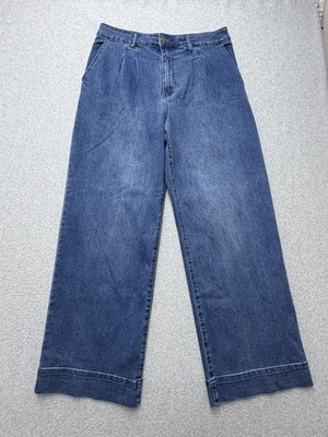 Bagatelle Collection Jeans Womens 31 Blue High Rise Wide Leg Pleated Denim Pants