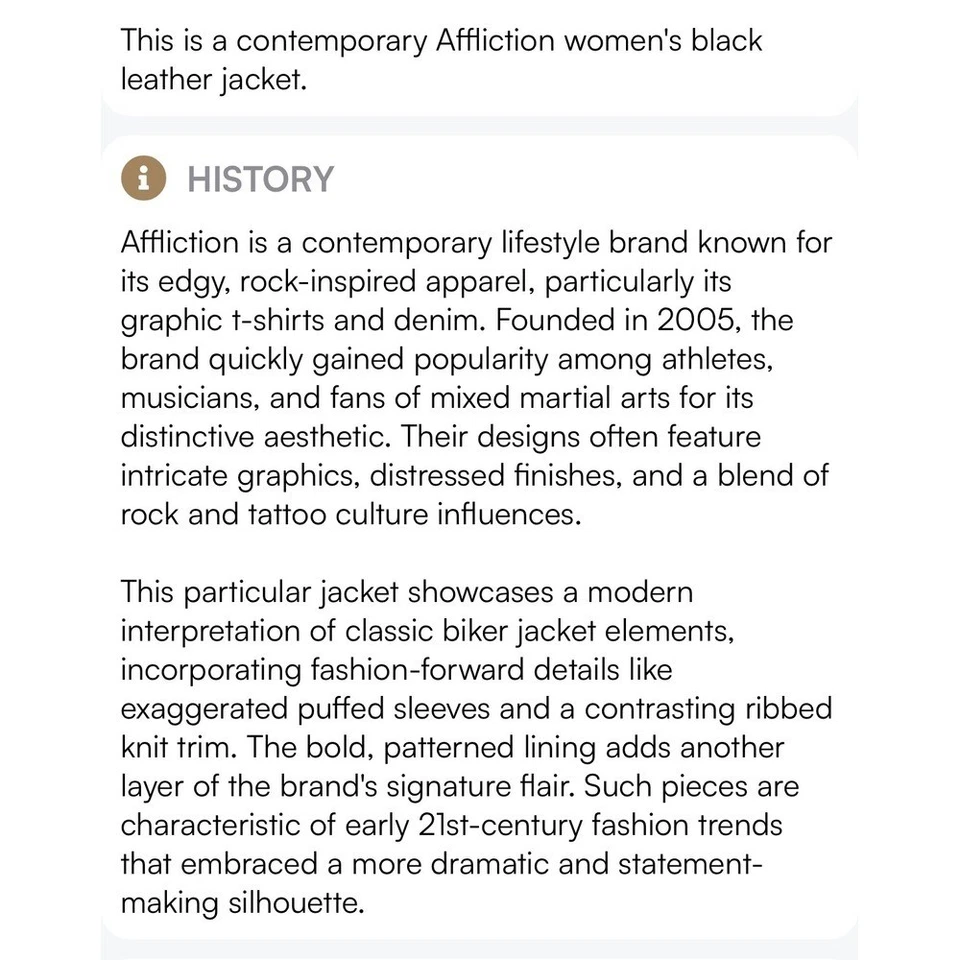 Chaqueta Affliction Negra Premium Cuero Genuino Manga Abullonada Mujer Mediana Foto 3 de 4