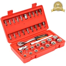 36 pcs 3 8 inch drive metric star hex socket bit set ratchet wrench adapter