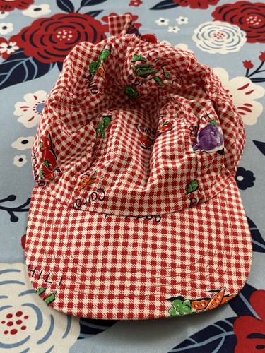 90s Vintage Girls Baseball Cap Hat Red Gingham Vegetables Country Boston Traders - Picture 2 of 9
