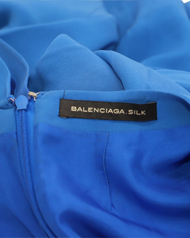 Vestido Balenciaga Shift Feminino de Seda Azul M - Imagem 3 de 4