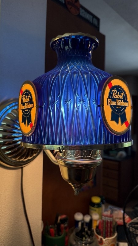 Pabst Blue Ribbon Light Up Beer Sconce Lamp, Sign. Vintage Breweriana Swag 