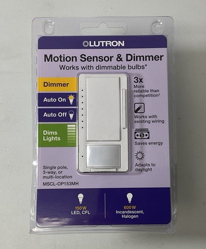 Lutron Motion Sensor & Dimmer Switch 150W White Single/3 Way/Multi-Location - 第 1/2 張圖片