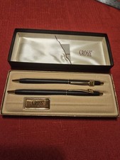 Vtg Cross Pen Pencil Chevron Employee Gift Set 10K Gold Plate NOS Box 17262