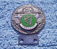 VINTAGE 1960er IRLAND / EIRE AUTO ABZEICHEN ~ IRISH HARP & ST.CHRISTOPHER AUTO EMBLEM