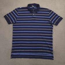 Polo Ralph Lauren Men  s XL Navy Blue Striped Cotton Short Sleeve Polo Shirt