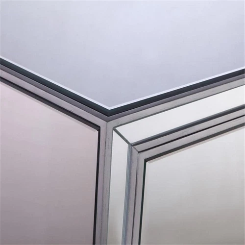 Elegant Decor Modern 60" Mirrored Crystal Fireplace TV Stand in Antique Silver - Picture 9 of 10