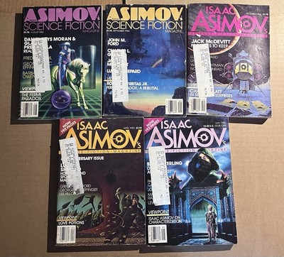 LOT OF 5 vintage 1984-1985 ISAAC ASIMOV'S SCIENCE FICTION digest magazines