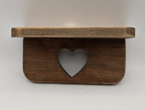 Vintage Mini Farmhouse/Country Wooden Shelf w/Heart Cut-Out ~ 5"L x 2"W x 2½"H🤎 - Imagen 1 de 8