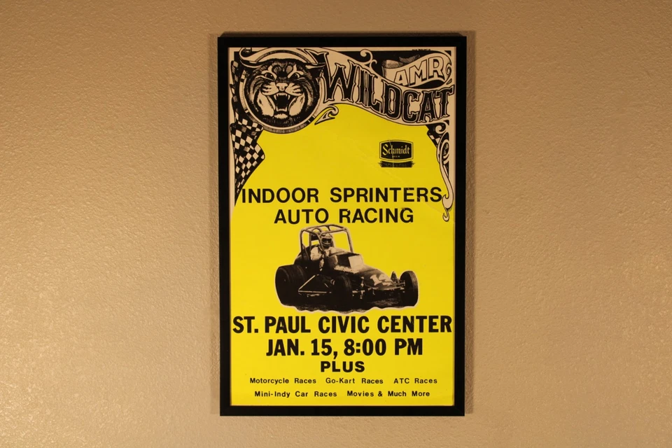 ¡Póster enmarcado Sprint Car Racing 1982 14X22! Letrero de carrera automático St Paul Minnesota Foto 3 de 4