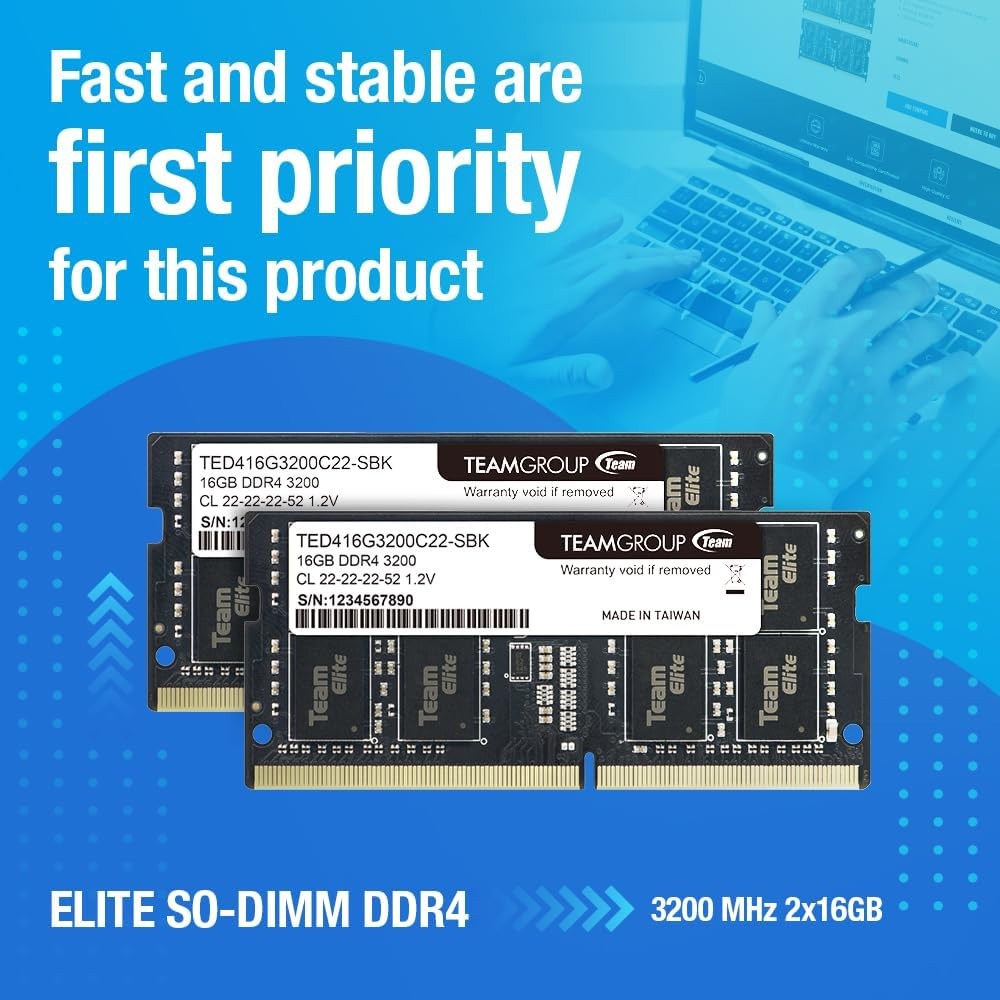 TEAMGROUP Elite DDR4 8GB Single 3200MHz PC4-25600 CL22 SODIMM 260