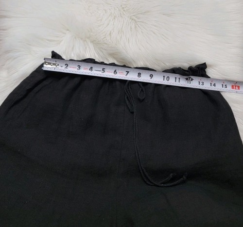 Zara Pants 100% Linen Black High Rise Wide Leg Women's Size XS Tie Waist - Picture 7 of 11