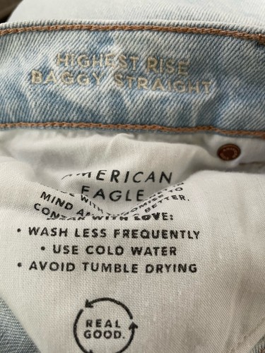 American Eagle Women’s High Rise Baggy Straight Leg Light Wash Jeans Denim 28 - Picture 7 of 9