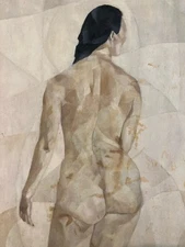 Beautiful Nude Painting, Female On Canvas, Unsigned To Identify Cubism No Sanyu