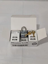 Master Lock Padlock: Laminated Steel, Keyed Different, 1-9/16" Wide Box of 6 #3