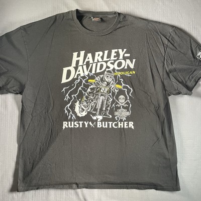 Harley Davidson Shirt Mens 3XL Rusty Butcher Hooligan Racing Skeleton Motorcross
