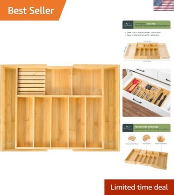Multifunctional Bamboo Drawer Divider: Expandable Utensil Holder & Knife Block