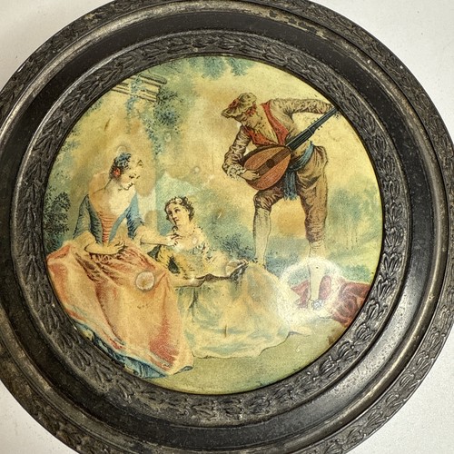 Vintage Metall/Glas Waschtisch Puderglas Spiegel unter Deckel 1,75” hoch 4,5” quer - Bild 2 von 9