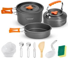 NutriChef Camping Cookware Set - Lightweight Nonstick Pots, Pans, Utensils, B...
