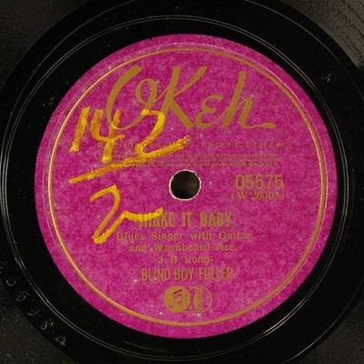 Blind Boy Fuller: Shake It Baby / Worn Out Motor Blues Okeh Einzel 78 RPM