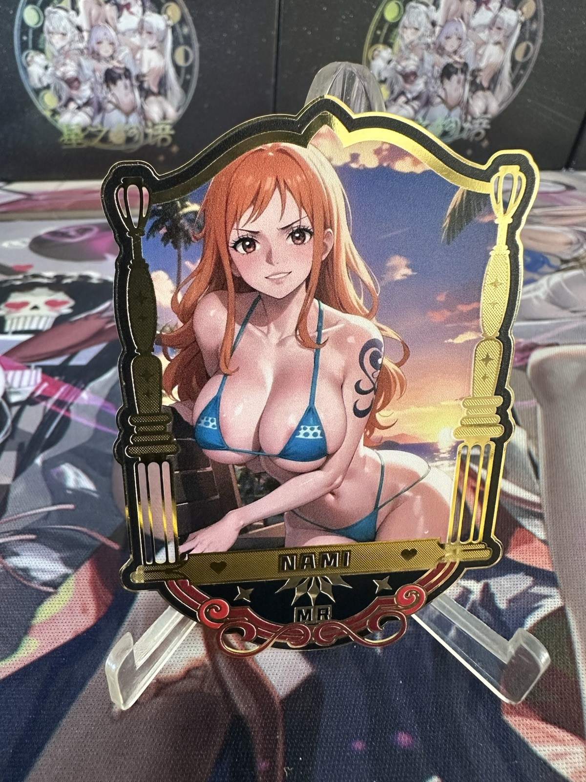Tarjeta de metal dorado Goddess Story Nami One Pice # 166/200 tarjetas Waifu
