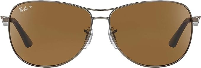 Солнцезащитные очки Ray-Ban Mens RB3519 Aviator с коричневыми линзами в матовой оправе из оружейного металла 16990₽