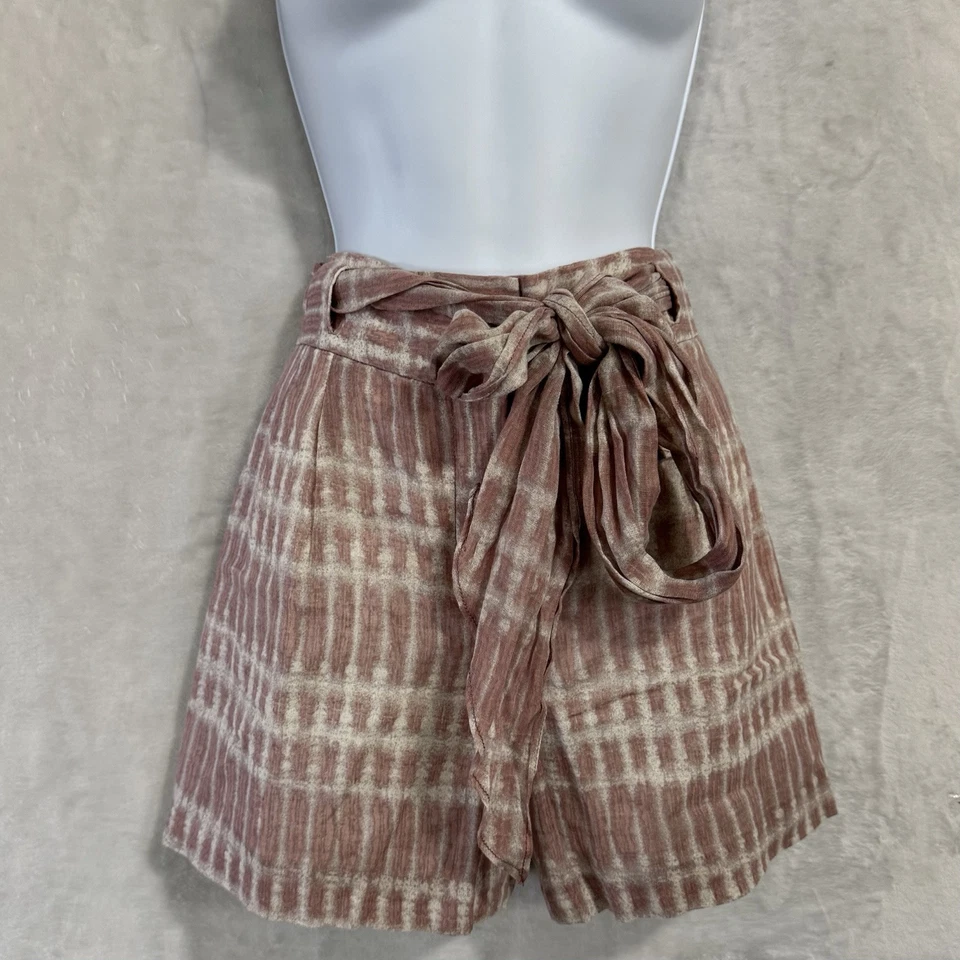 Pantalones Cortos J.Crew Cintura Alta Lino Talla 8 Rosa Cinturón Relajado Playa Costero Informal Foto 2 de 4