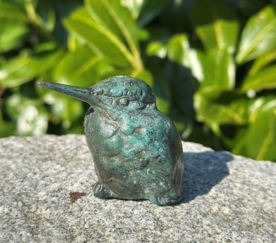 Bronzefigur Kleiner Eisvogel 5x6cm Bronze Skulptur Tier Figur Statue Vogel