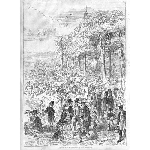 LONDON Greenwich Park on Whit Sunday - Antique Print 1856