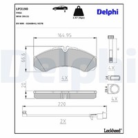Delphi Bremsbelagsatz, Scheibenbremse LP3190 Passend FüR Iveco